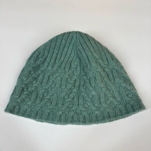 Aspen Twizzler Cable Knit Green Wool Cashmere Beanie Hat Winter Cozy OS